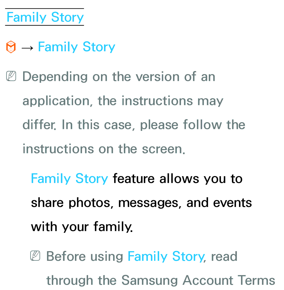 Samsung UN60ES8000, UN75ES9000XZA, UN60ES7500XZA, UN55ES7003, UN46ES8000 manual Family Story → Family Story 