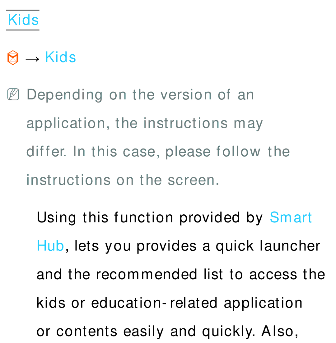 Samsung UN75ES9000XZA, UN60ES7500XZA, UN60ES8000, UN55ES7003, UN46ES8000 manual Kids → Kids 