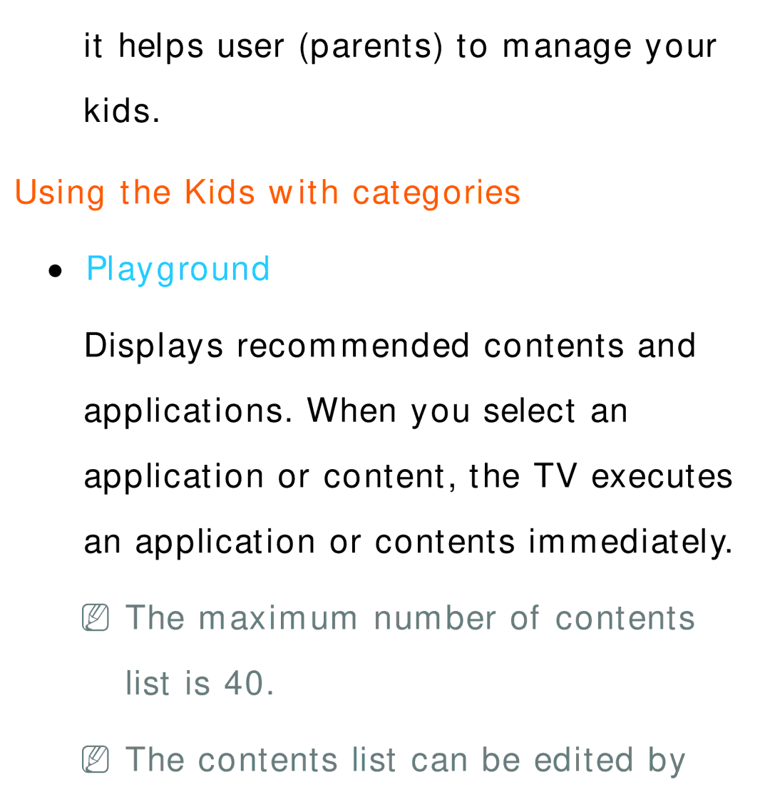 Samsung UN75ES9000XZA, UN60ES7500XZA, UN60ES8000, UN55ES7003, UN46ES8000 manual Using the Kids with categories, Playground 