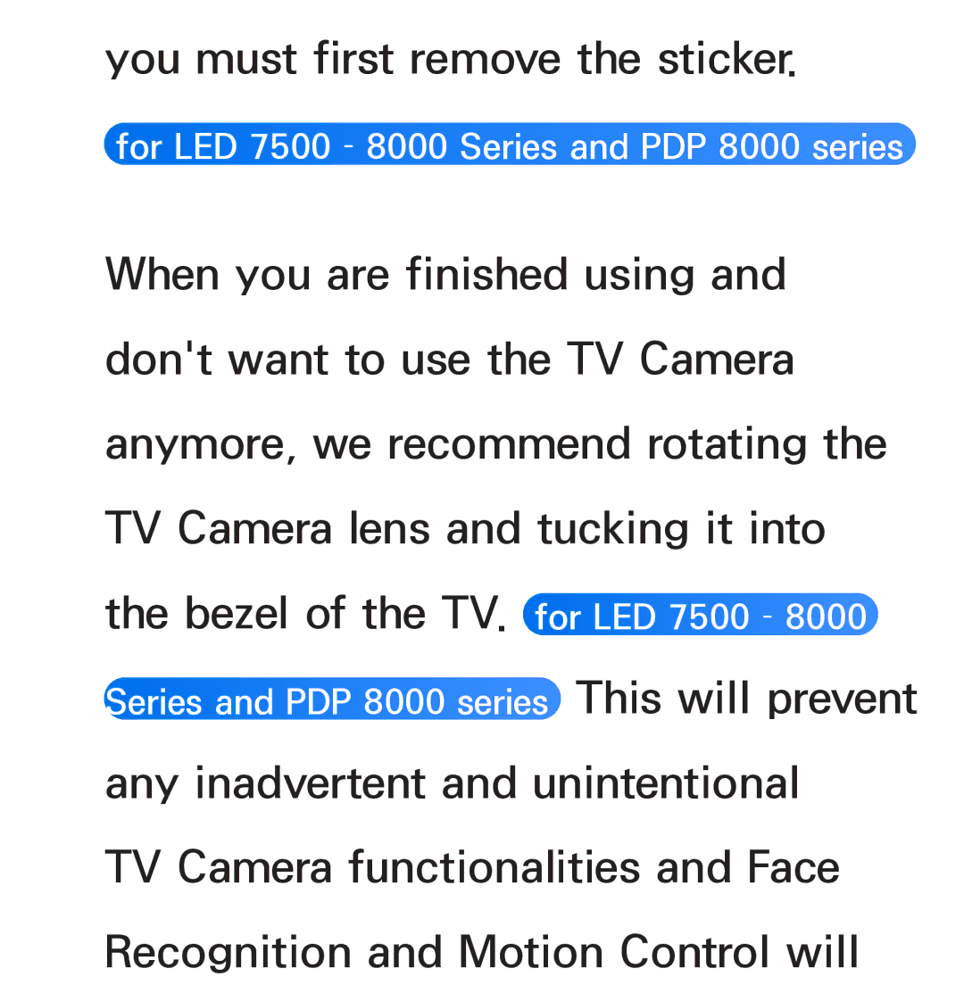 Samsung UN75ES9000XZA, UN60ES7500XZA, UN60ES8000, UN55ES7003, UN46ES8000 manual You must first remove the sticker 
