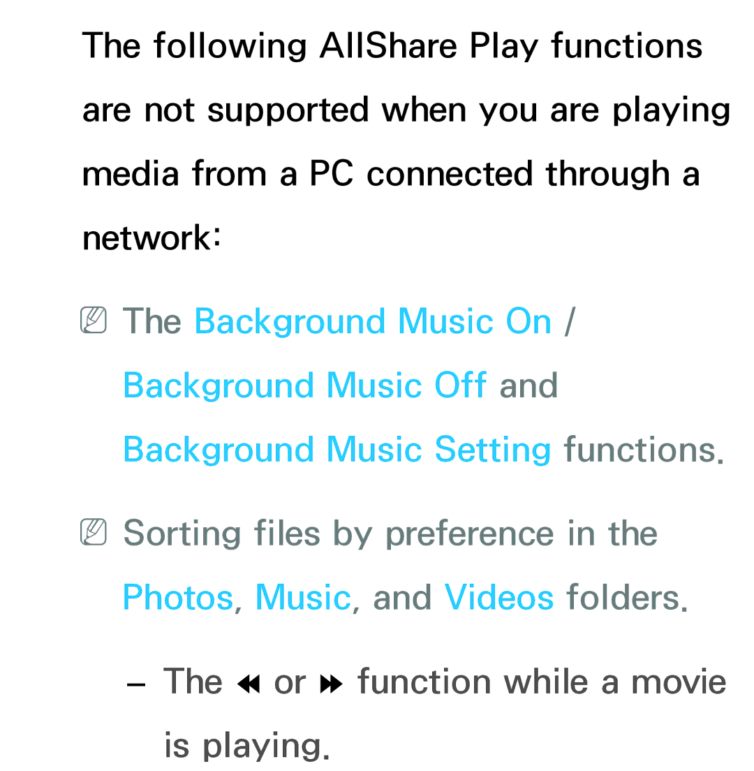 Samsung UN75ES9000XZA, UN60ES7500XZA, UN60ES8000, UN55ES7003, UN46ES8000 manual † or … function while a movie Is playing 