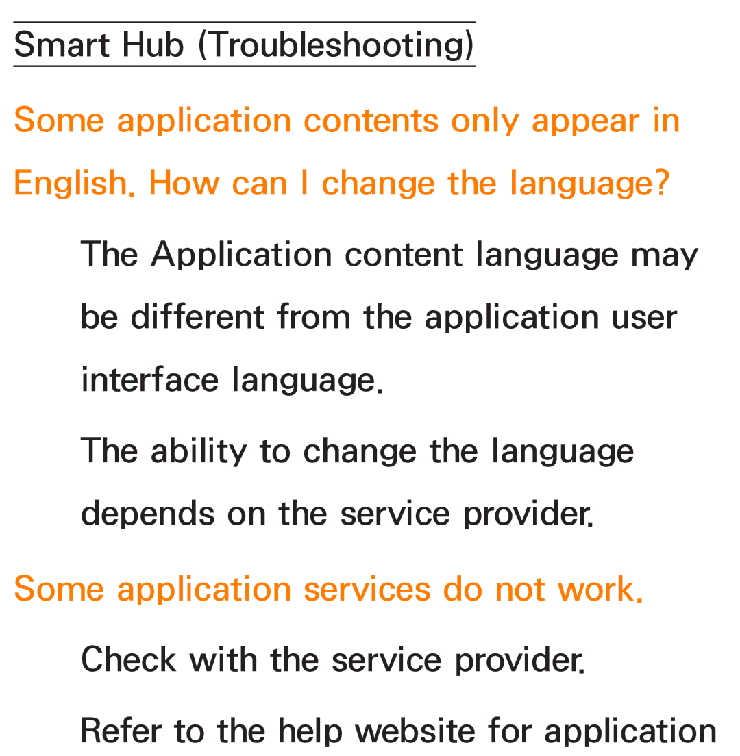 Samsung UN60ES7500XZA, UN75ES9000XZA, UN60ES8000, UN55ES7003, UN46ES8000 manual Smart Hub Troubleshooting 