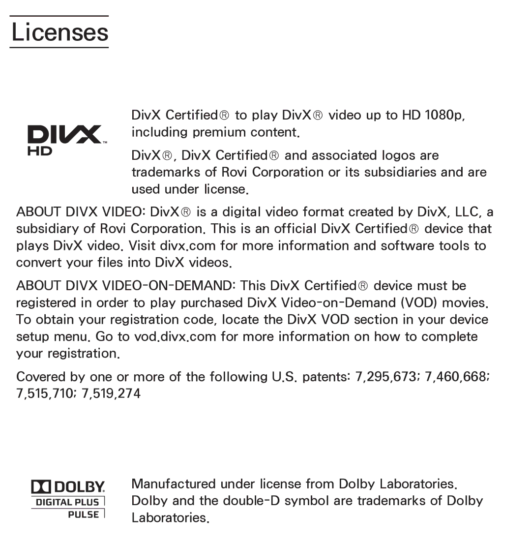 Samsung UN75ES9000XZA, UN60ES7500XZA, UN60ES8000, UN55ES7003, UN46ES8000 manual Licenses 