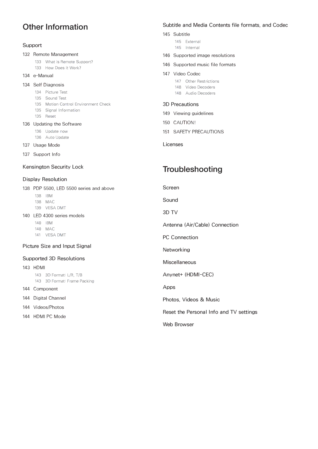 Samsung UN46F6300, UN75F7100, UN75F6400, UN65F7100, UN60F7100, UN55F7100, UN55F6400, UN46F6400, UN46F7100 manual Other Information 