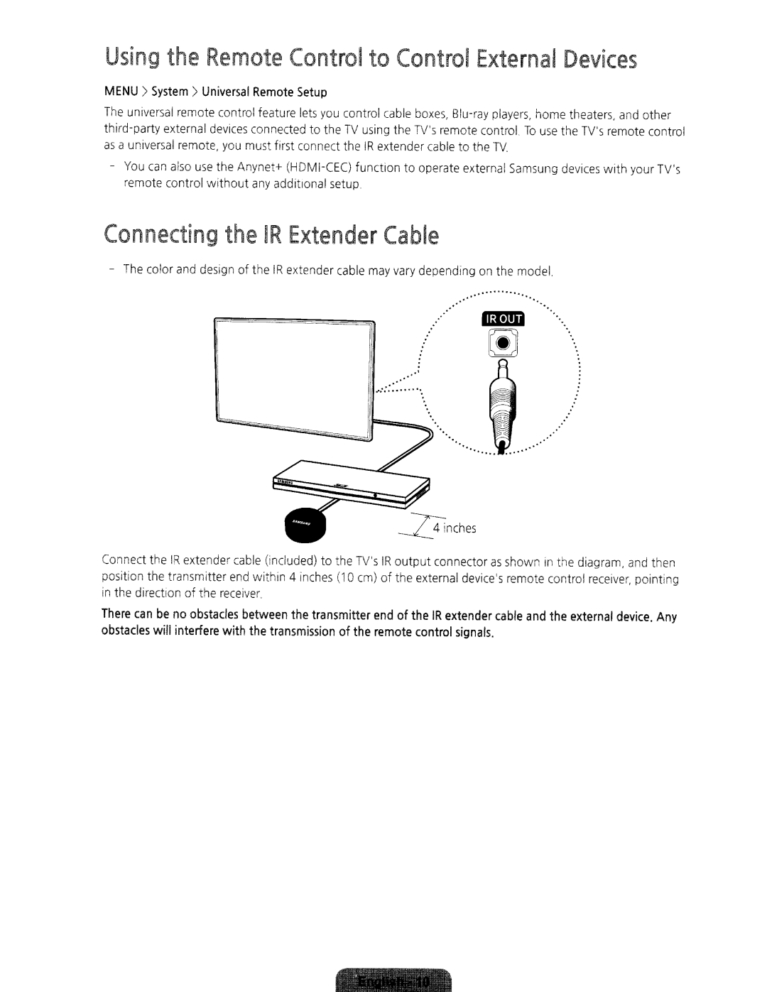 Samsung UN60H6350, UN75H6350, UN65H6350, UN48H6350 user manual Control, External, Setup, Any 