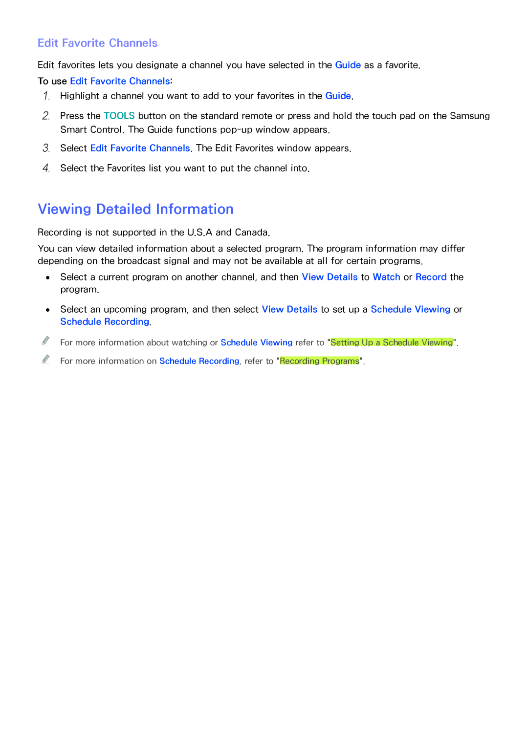 Samsung UN85HU8550 manual Viewing Detailed Information, Edit Favorite Channels 