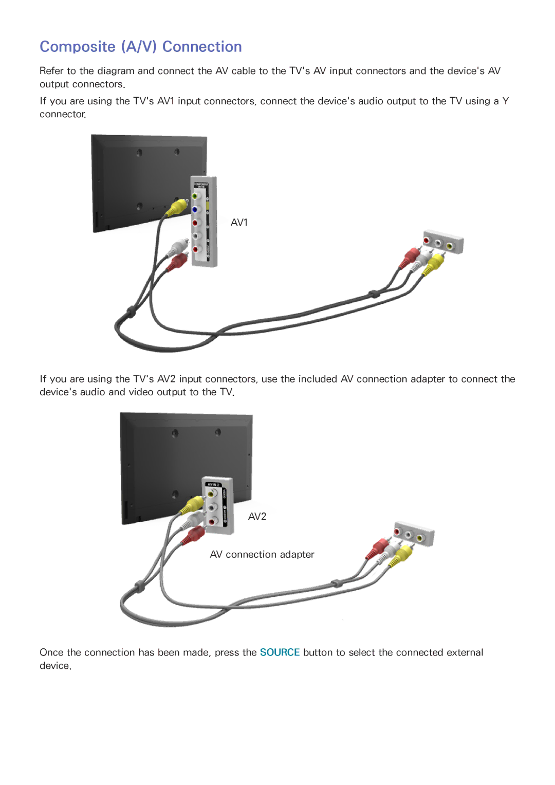 Samsung UN85HU8550 manual Composite A/V Connection, AV1 