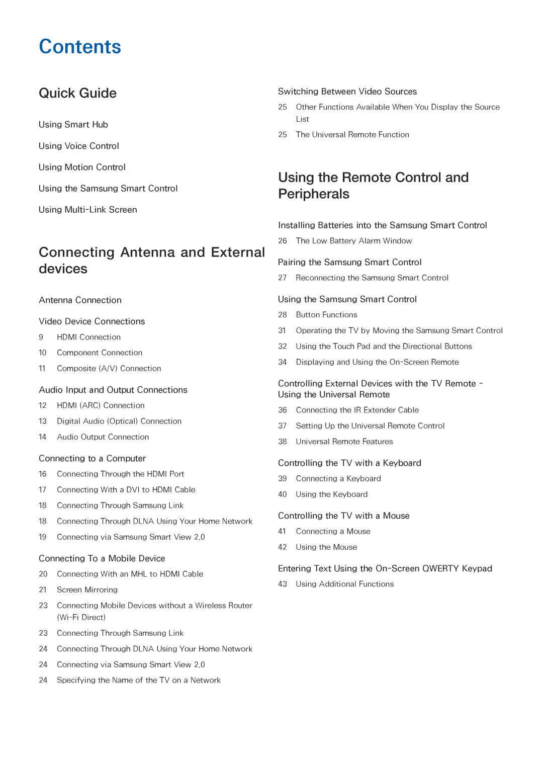 Samsung UN85HU8550 manual Contents 