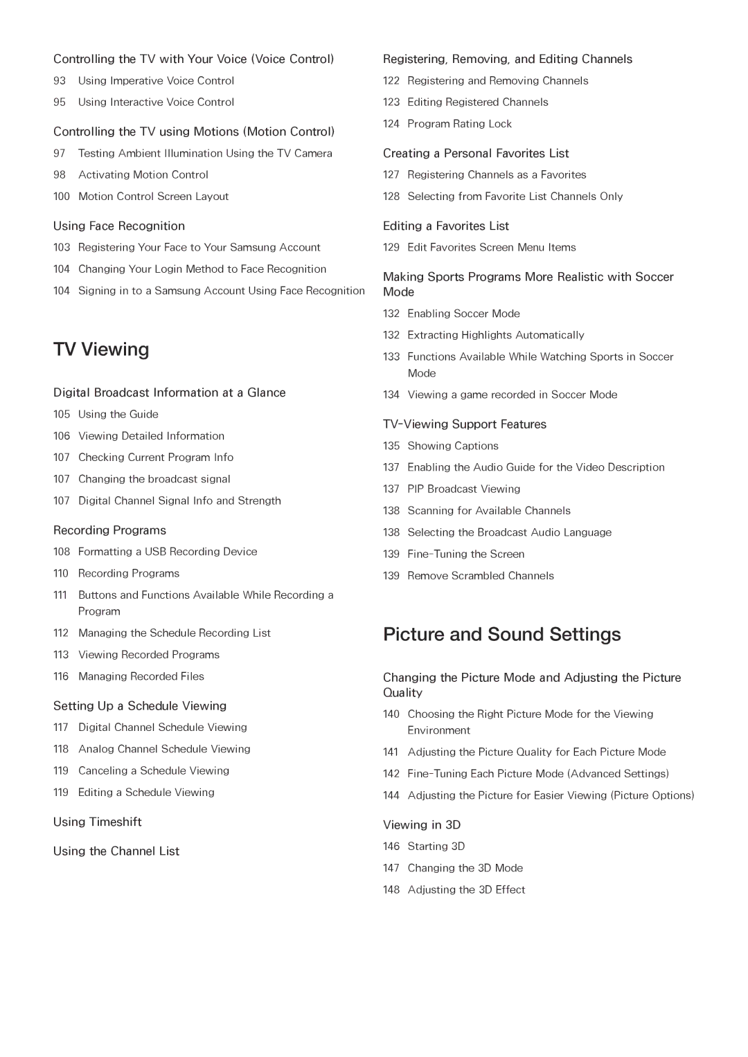 Samsung UN85HU8550 manual TV Viewing 