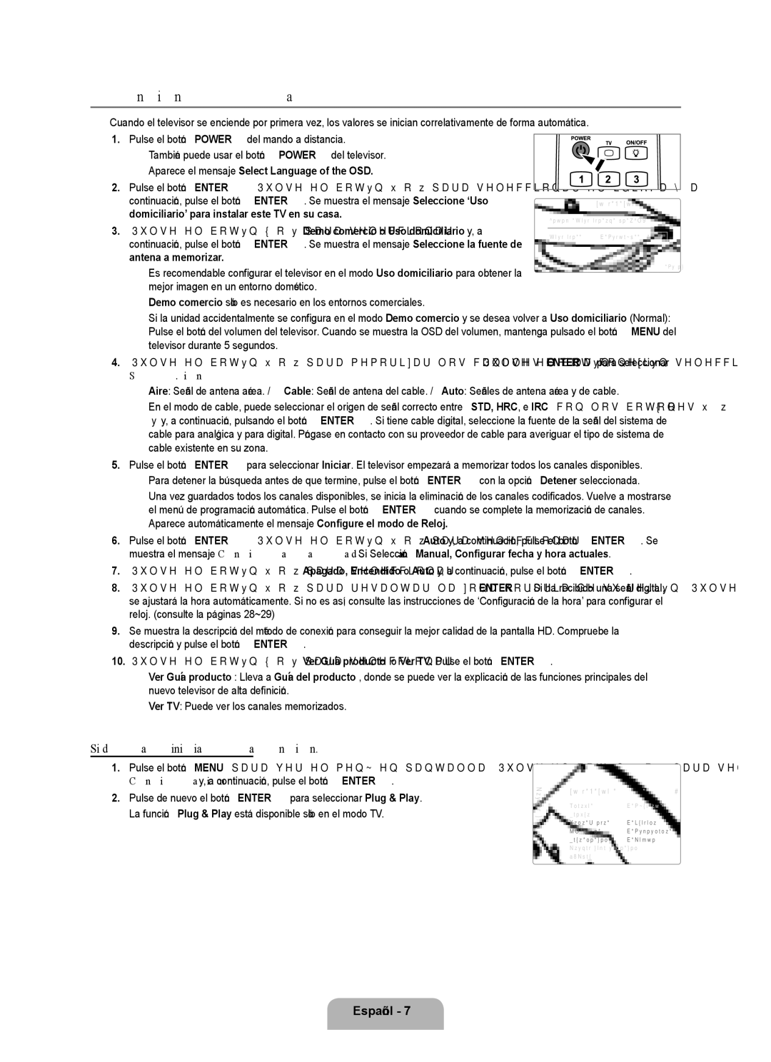 Samsung UNB7000, Series L7, UN0B7000 user manual Función Plug & Play, Si desea reiniciar esta función, Español 