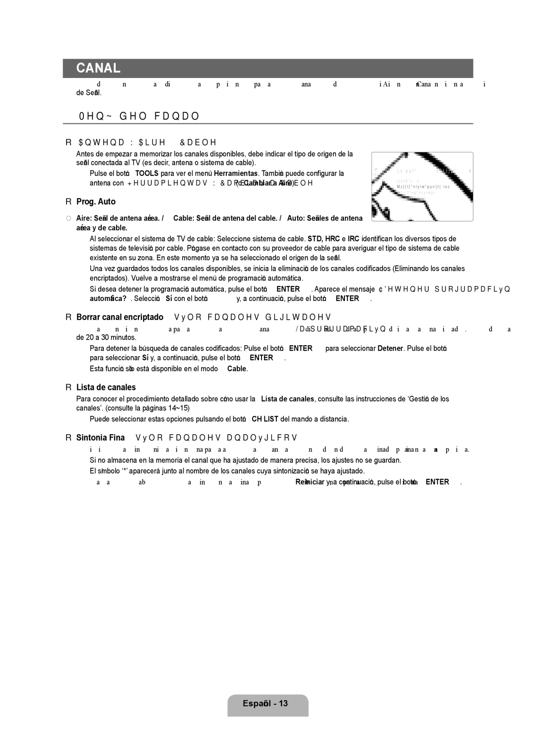 Samsung UN0B7000, UNB7000, Series L7 user manual Canal, Menú del canal 