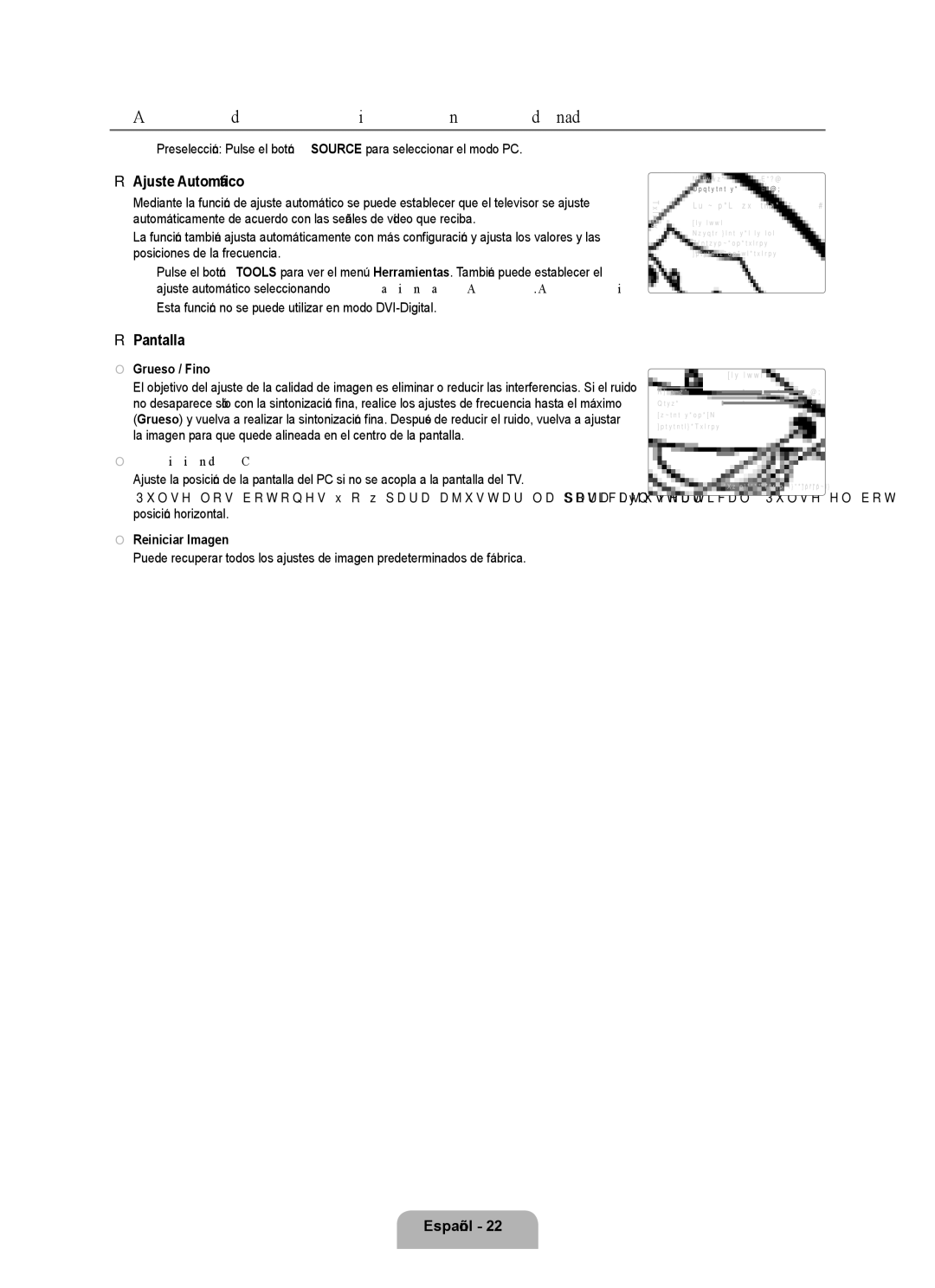 Samsung UNB7000, Series L7, UN0B7000 user manual Ajuste del televisor con el ordenador, Ajuste Automático, Pantalla 