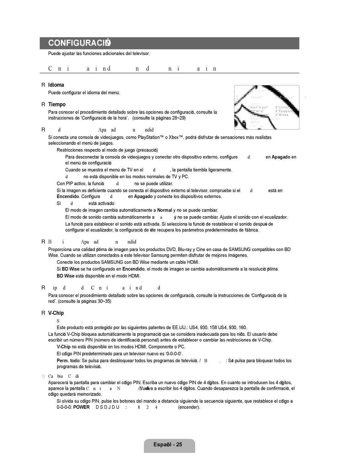 Samsung UN0B7000, UNB7000, Series L7 user manual Configuración del menú de configuración 