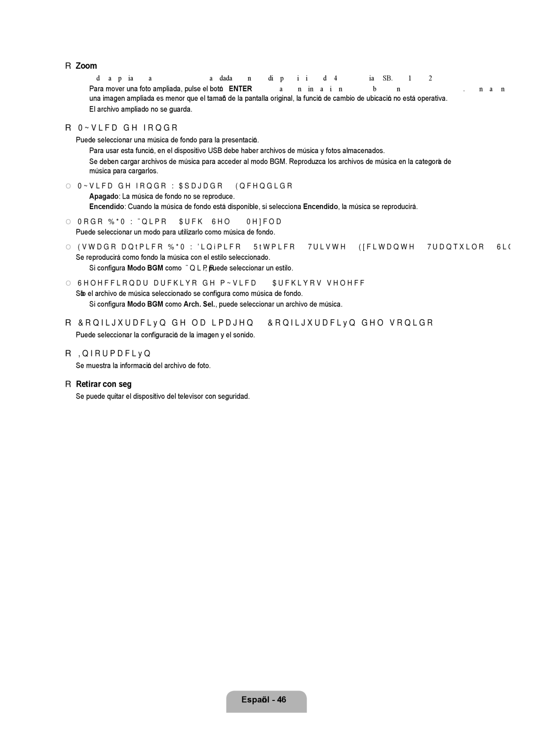 Samsung UNB7000, Series L7, UN0B7000 user manual Música de fondo, Configuración de la imagen / Configuración del sonido 