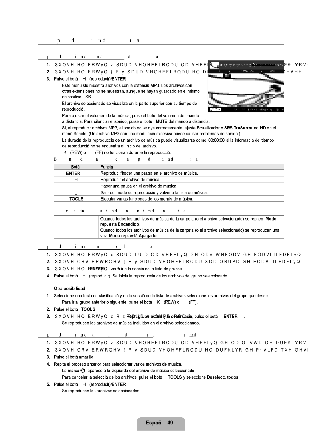 Samsung UN0B7000, UNB7000 Reproducción de música, Reproducción de un archivo de música, Reproducción de un grupo de música 