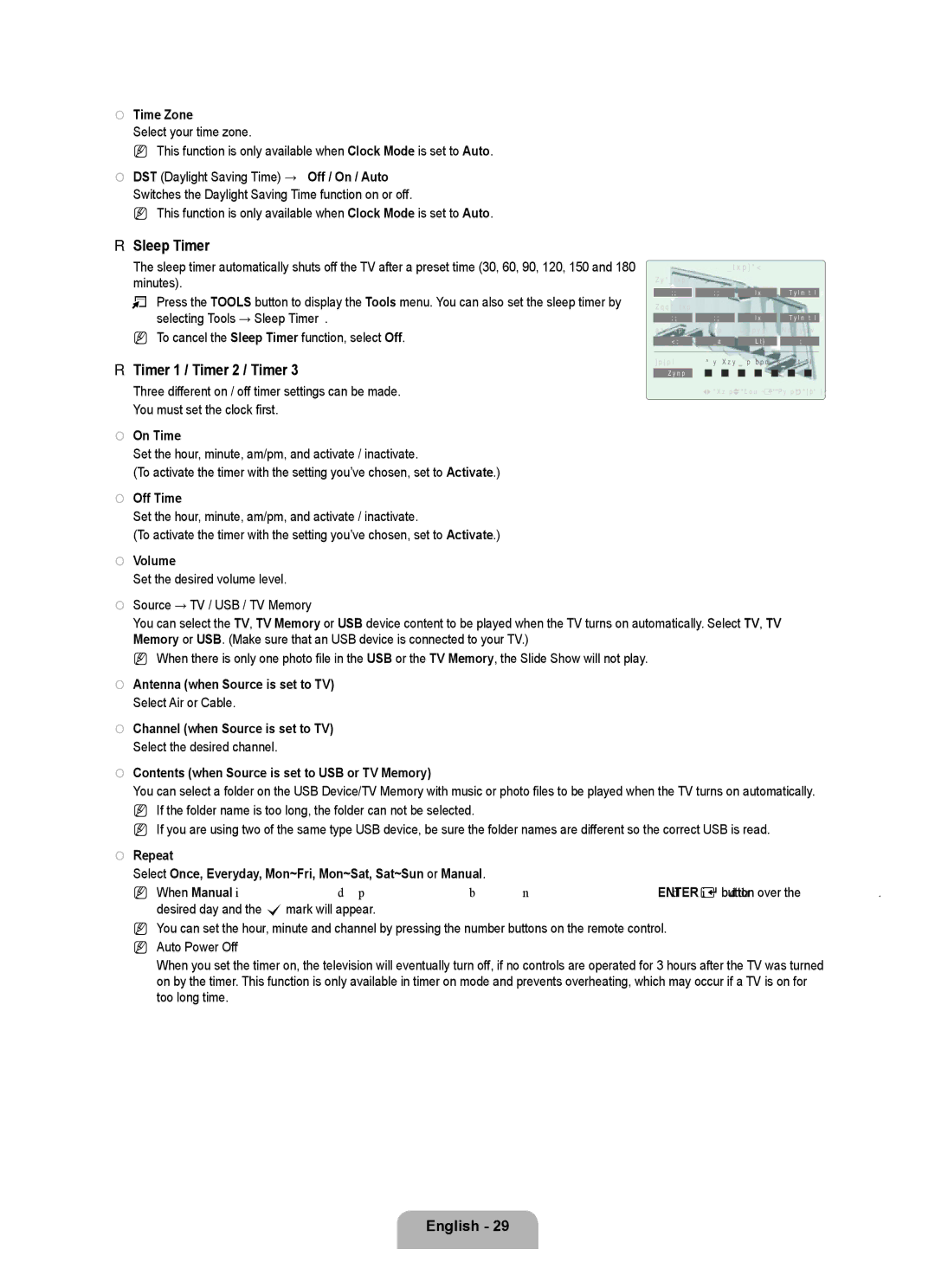 Samsung UN0B7000, UNB7000, Series L7 user manual Sleep Timer, Timer 1 / Timer 2 / Timer 