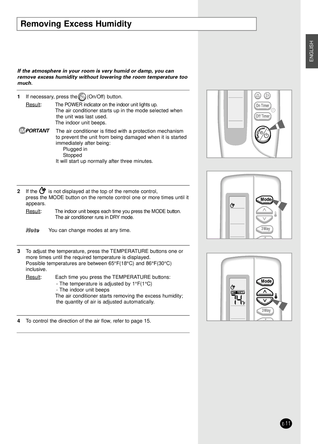 Samsung APC3240C, UPC3240C installation manual Removing Excess Humidity 