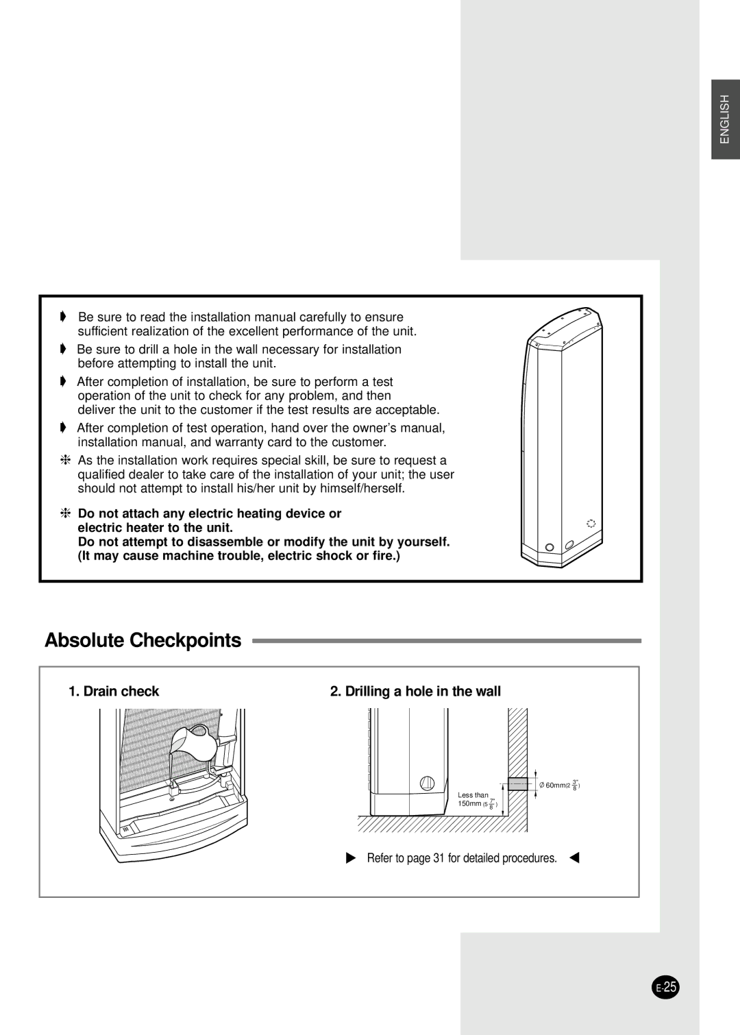 Samsung APC3240C, UPC3240C installation manual Absolute Checkpoints 