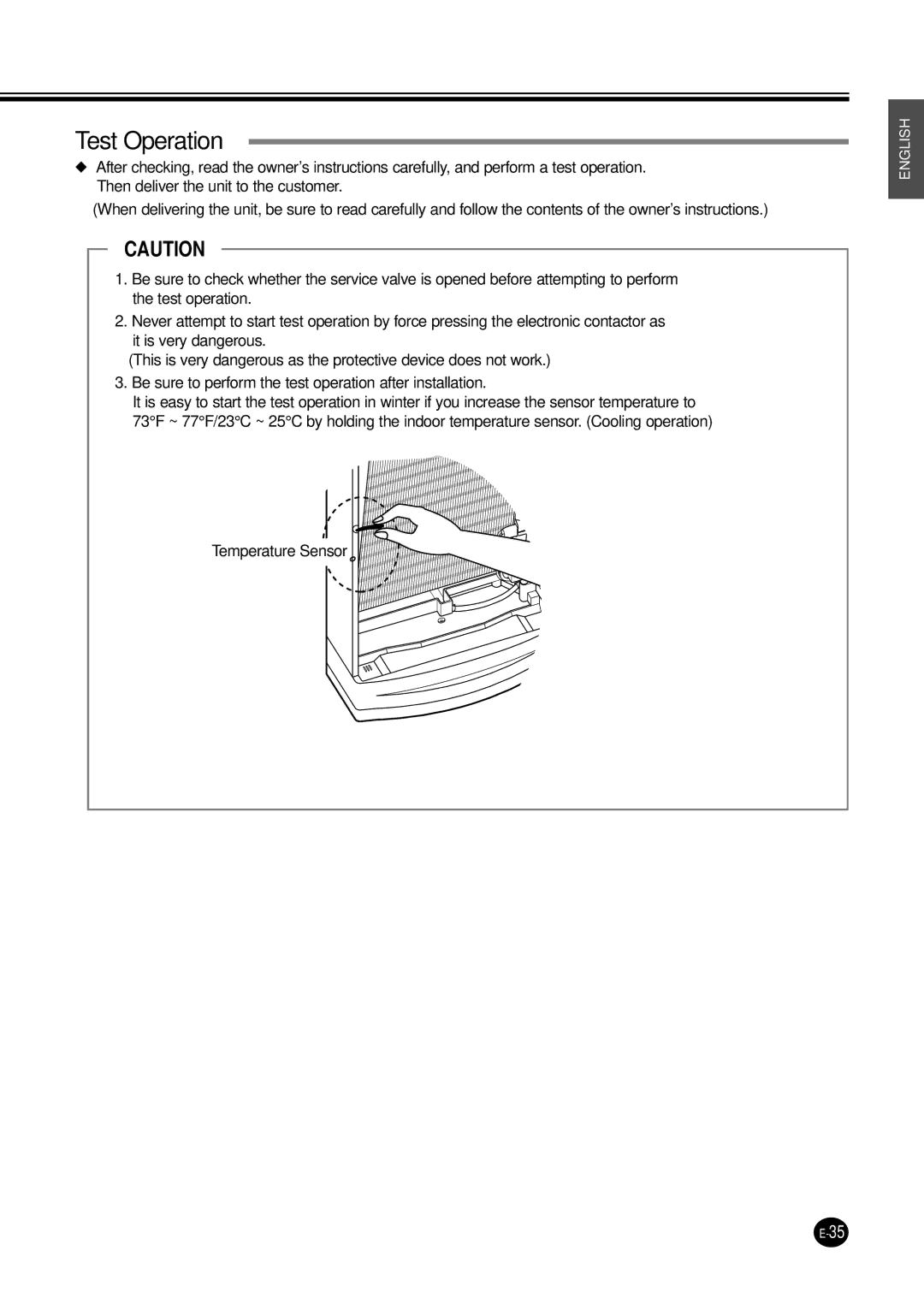 Samsung APC3240C, UPC3240C installation manual Test Operation 