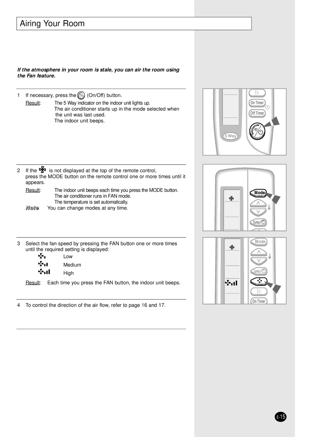 Samsung AQ09A2MD, UQ12A2MD, UQ09A2MD, AQ12A2MD manual Airing Your Room 