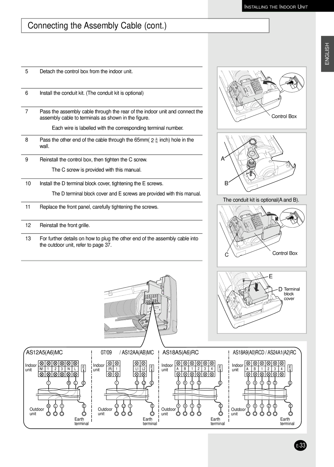 Samsung US24A1(A2)RC, US12AA(AB)MC, US12A5(A6)MC, US18A5(A6)RC, US18A9(A0)RCD, US09A5(A6)MA AS18A9A0RCD / AS24A1A2RC 