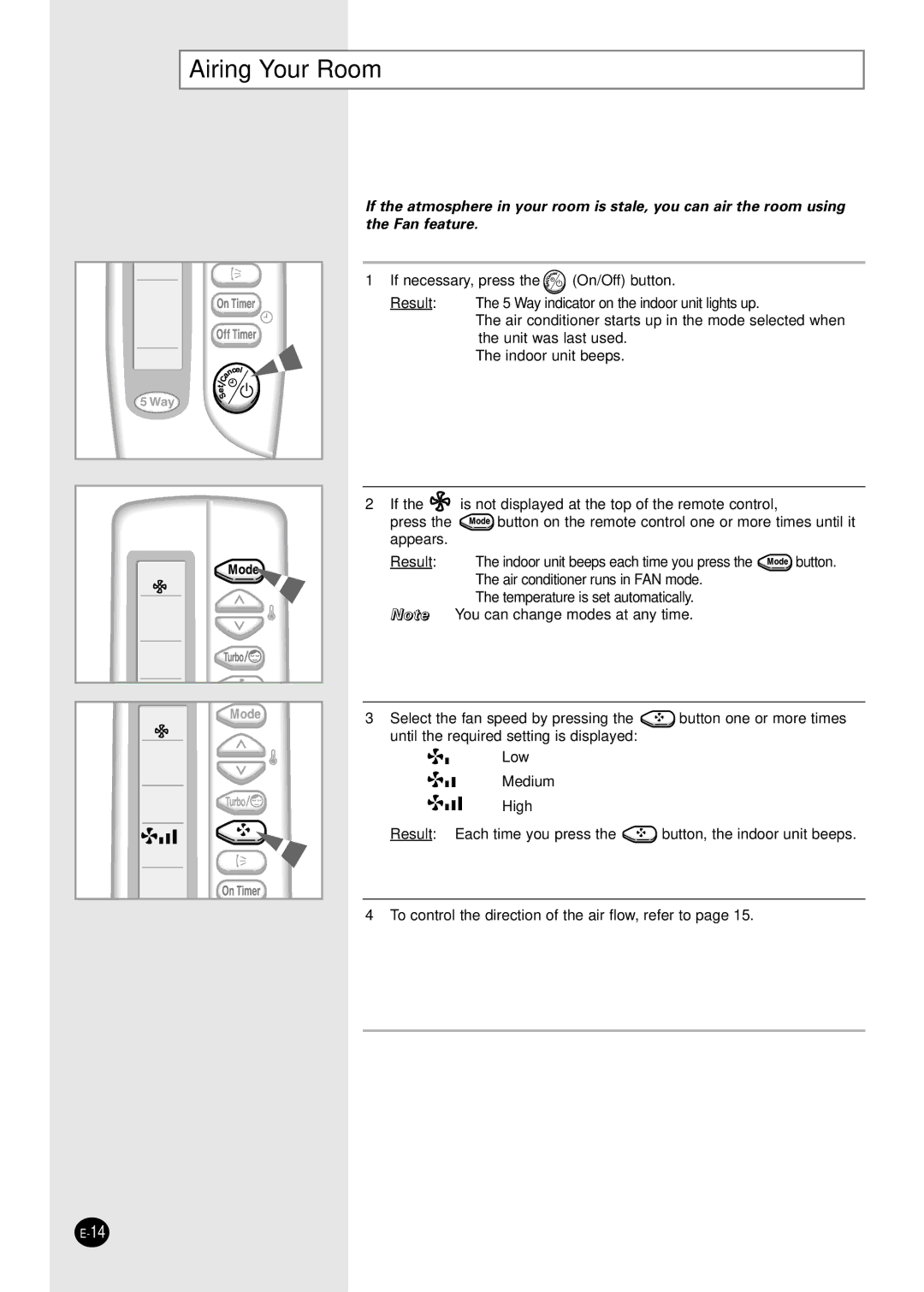 Samsung AS24A1(2)RCD, US24A1(2)RCD, US18A9(0)RCFD, AS18A9(0)RCFD manuel dutilisation Airing Your Room 