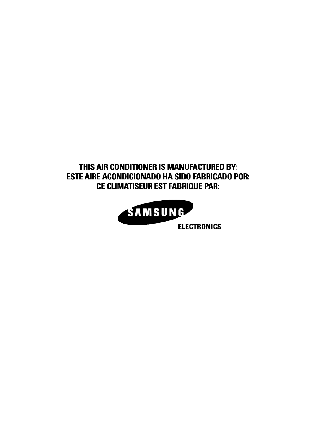 Samsung AS24A1(2)RCD This Air Conditioner Is Manufactured By, Este Aire Acondicionado Ha Sido Fabricado Por, Electronics 