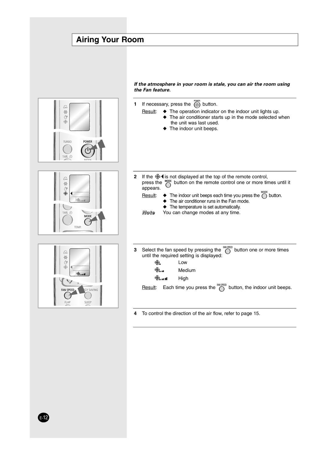 Samsung USP09WHWD2/XSV, ASK12WZWD/XSV, USK09WHWD2/XSV, USP12SZWD2/XSV, USP12WZWD2/XSV, ASP09SHWD/XSV manual Airing Your Room 