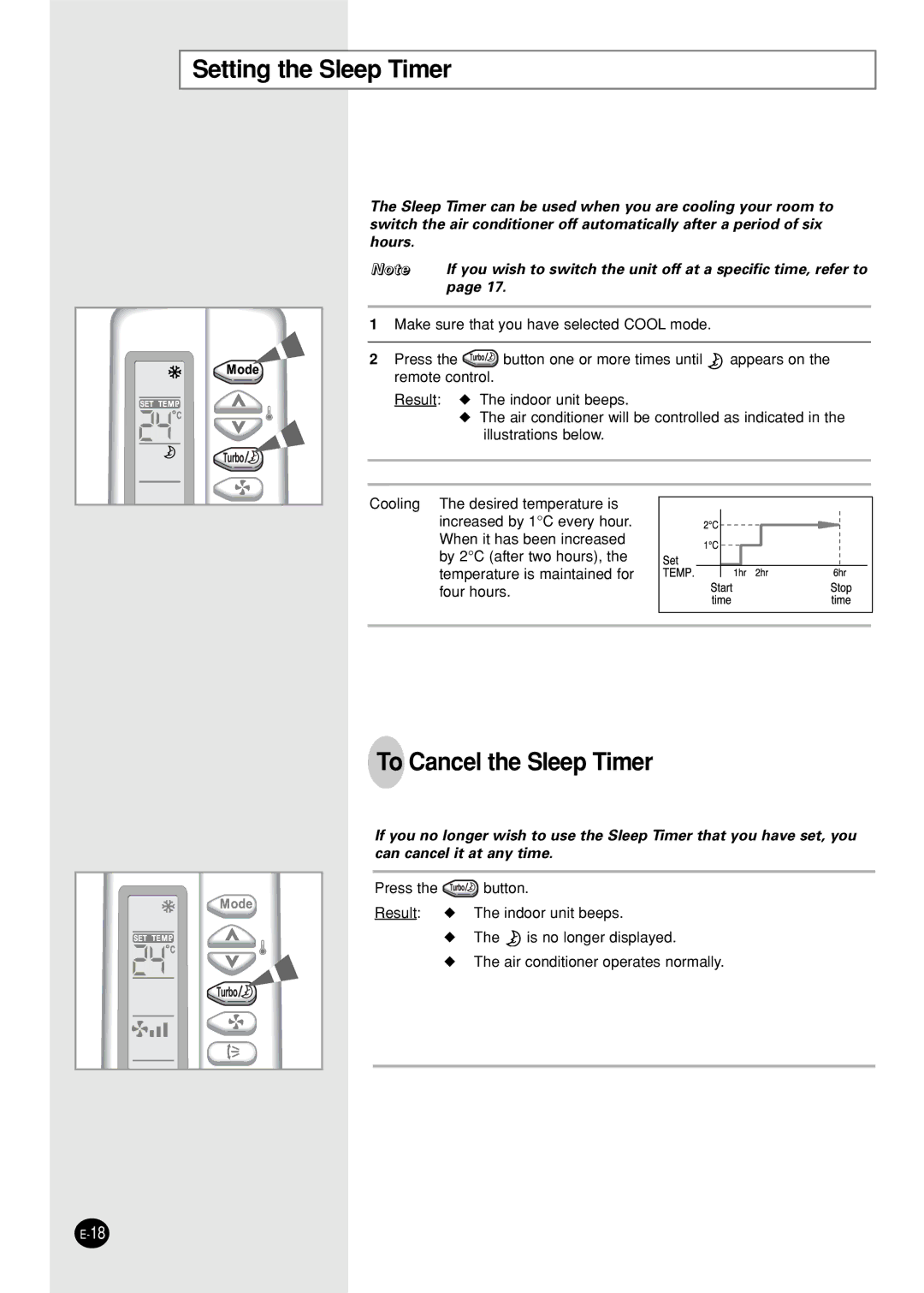 Samsung UST18S0GE, UST24S6GE, UST18S0GB, UST24S6GB, UST12SBGB, AST18S0GB Setting the Sleep Timer, To Cancel the Sleep Timer 