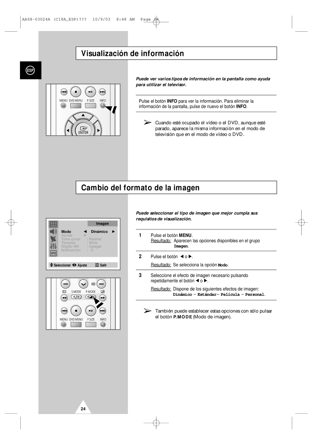 Samsung UW17J11VD5XXEC, UW17J11VD5XXEF manual Visualización de información, Cambio del formato de la imagen, Imagen 