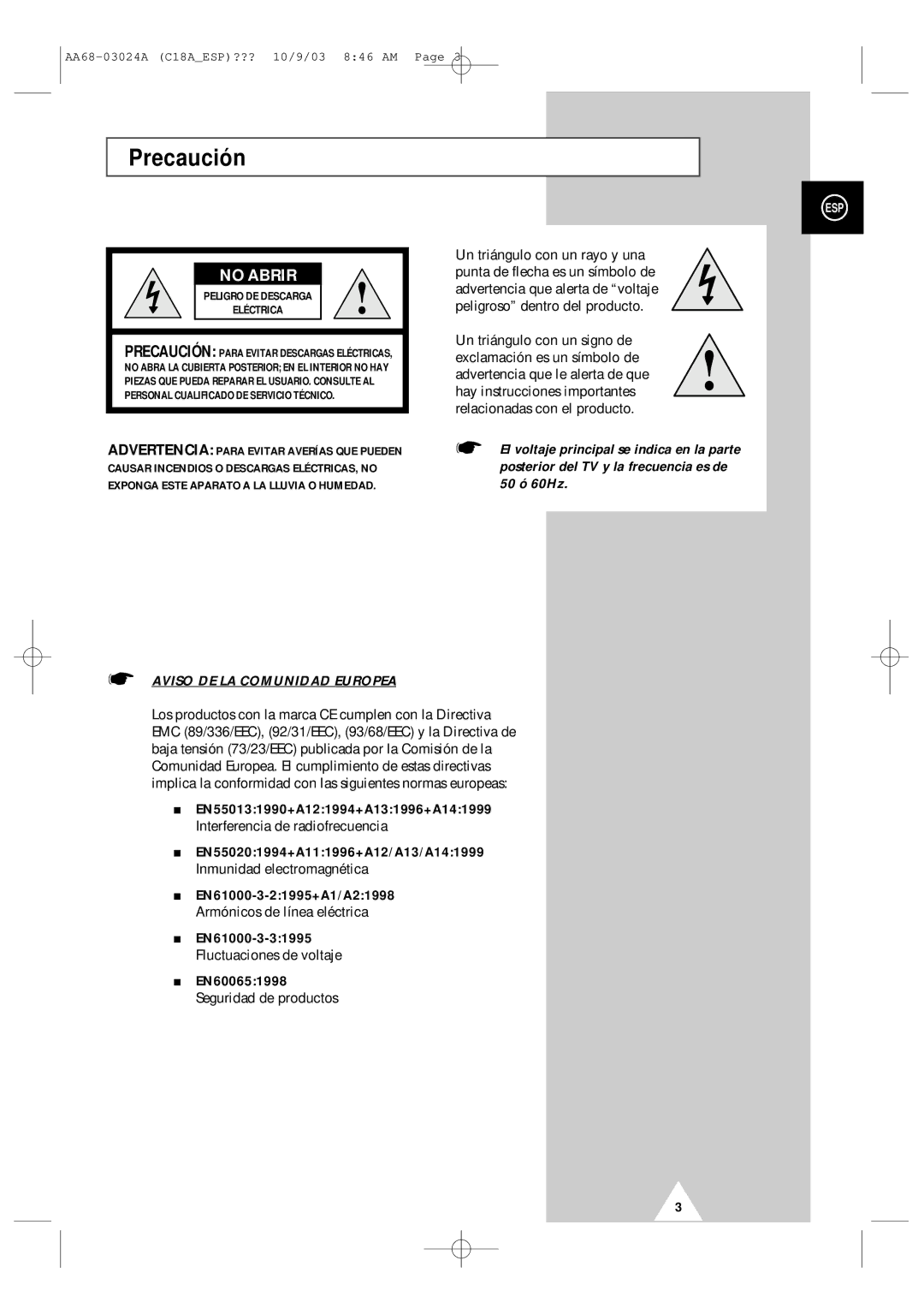 Samsung UW17J11VD5XXEF, UW17J11VD5XXEC manual Precaución, No Abrir 