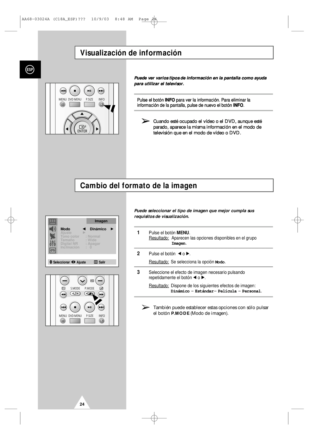 Samsung UW17J11VD5XXEC, UW17J11VD5XXEF manual Visualización de información, Cambio del formato de la imagen, Imagen 
