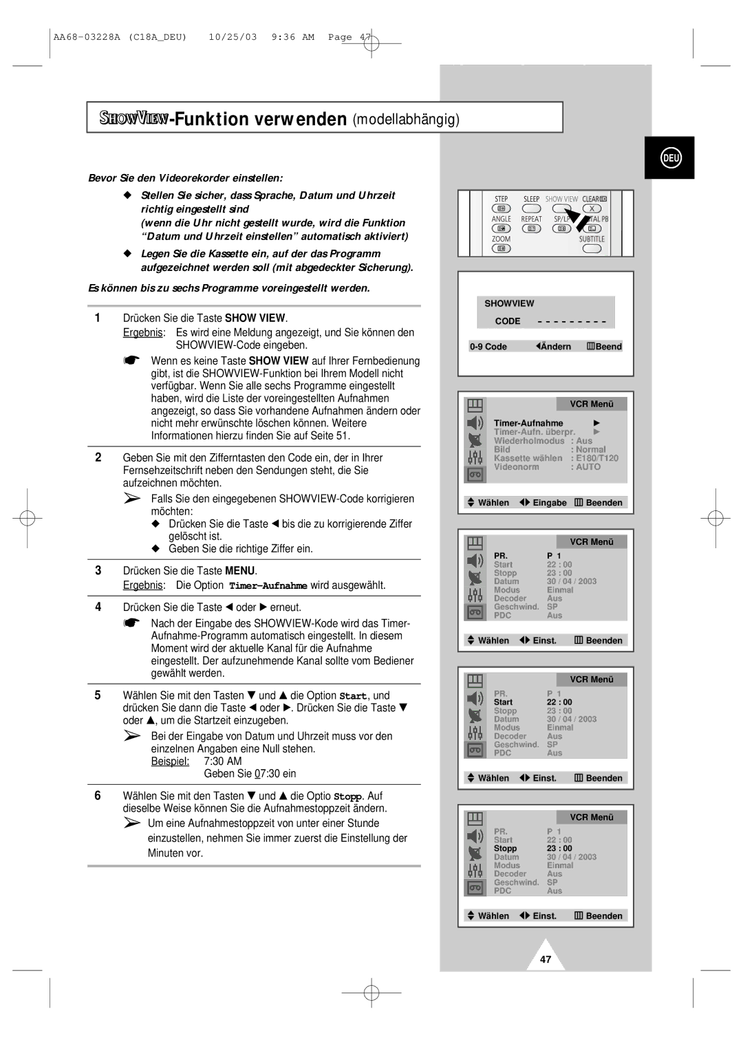 Samsung UW17J11VD5XXEF manual Funktion verwenden modellabhängig, Es können bis zu sechs Programme voreingestellt werden 