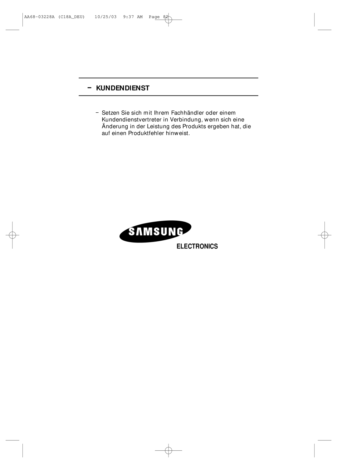 Samsung UW17J11VD5XXEC, UW17J11VD5XXEG, UW17J11VD5XXEF manual Kundendienst 