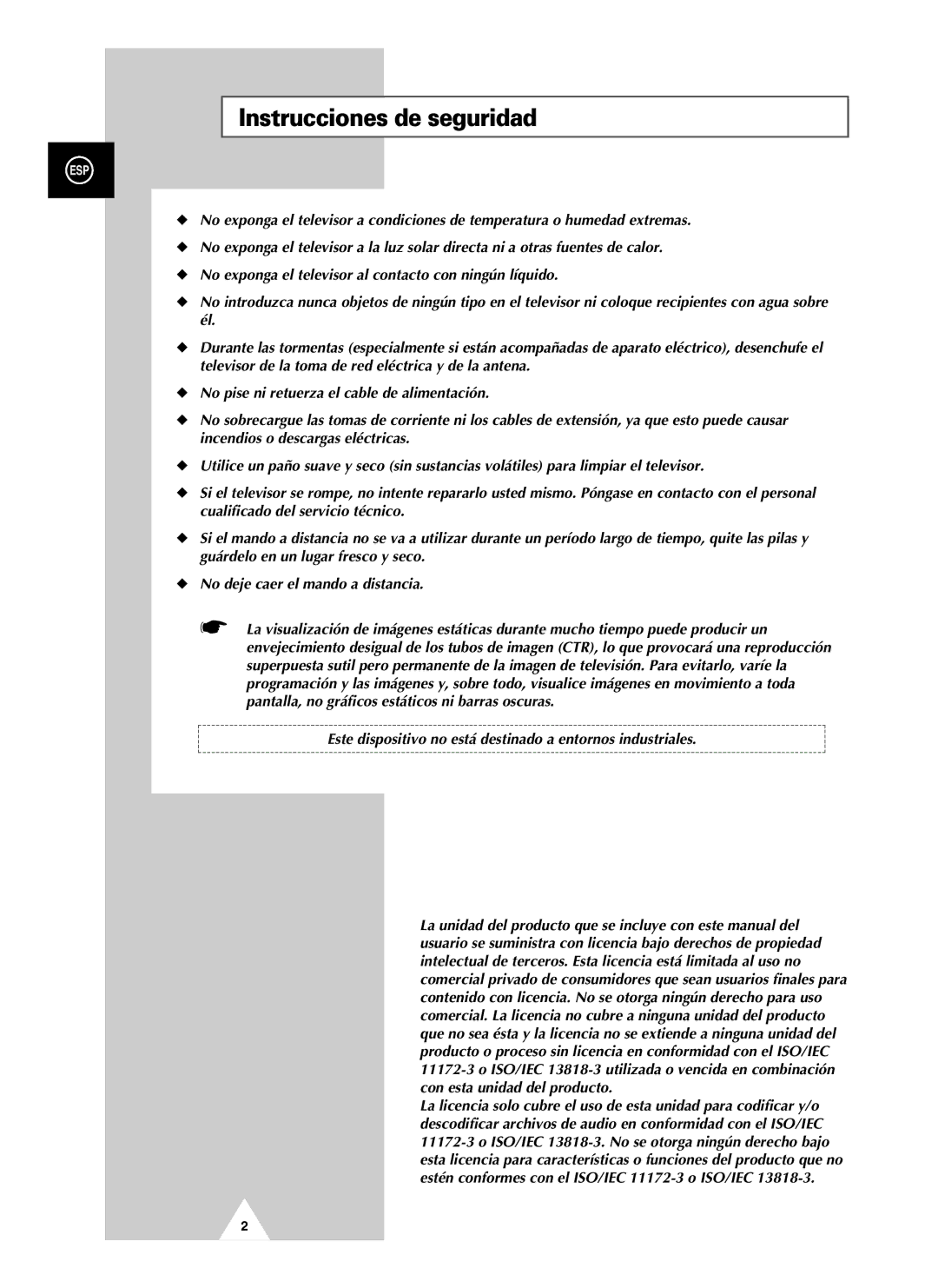 Samsung UW21J10VD5XXEF, UW21J10VD5XXEC, UW28J10VD5XXEC manual Instrucciones de seguridad 