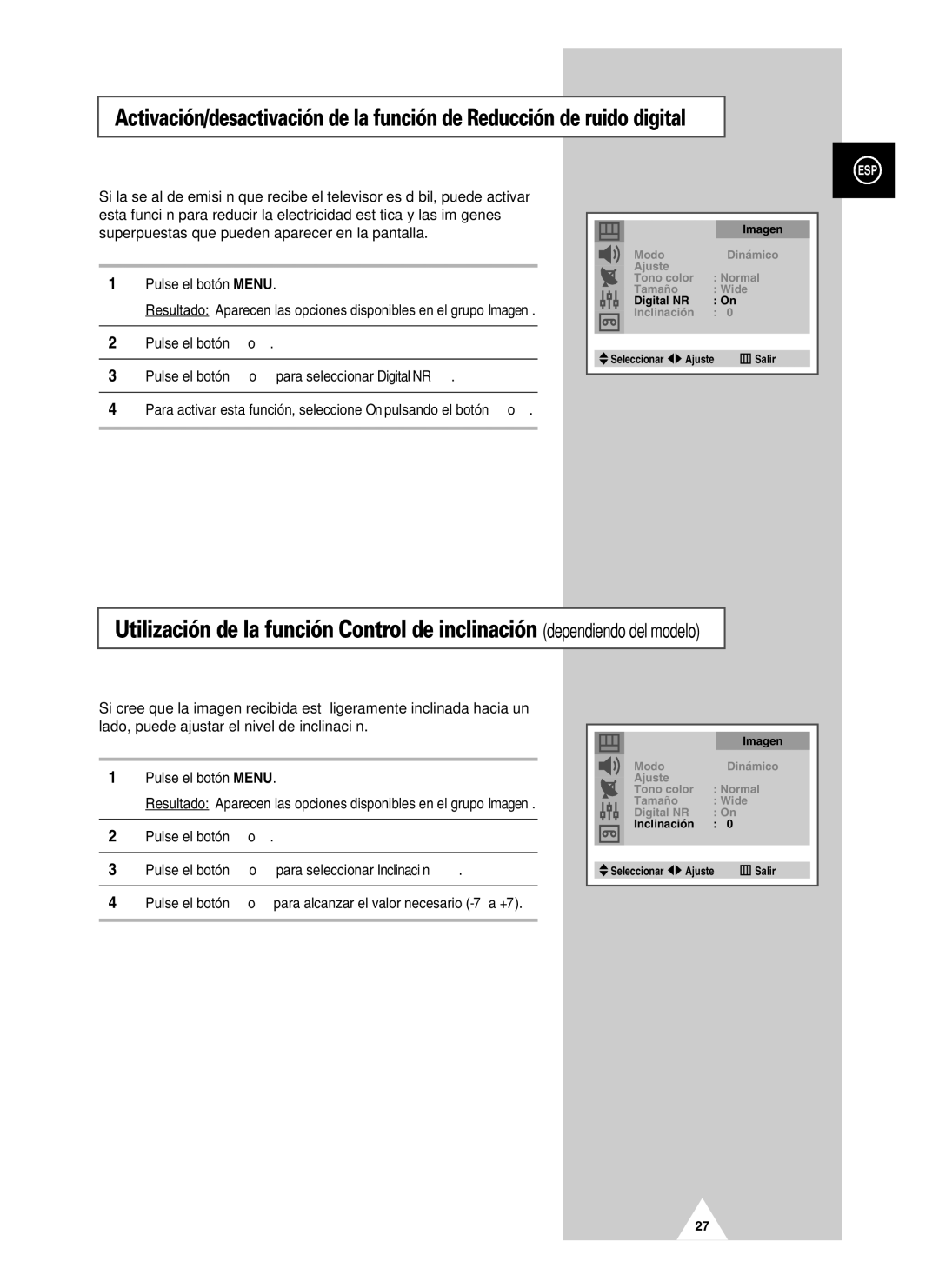 Samsung UW21J10VD5XXEC, UW28J10VD5XXEC, UW21J10VD5XXEF manual Pulse el botón Menu 