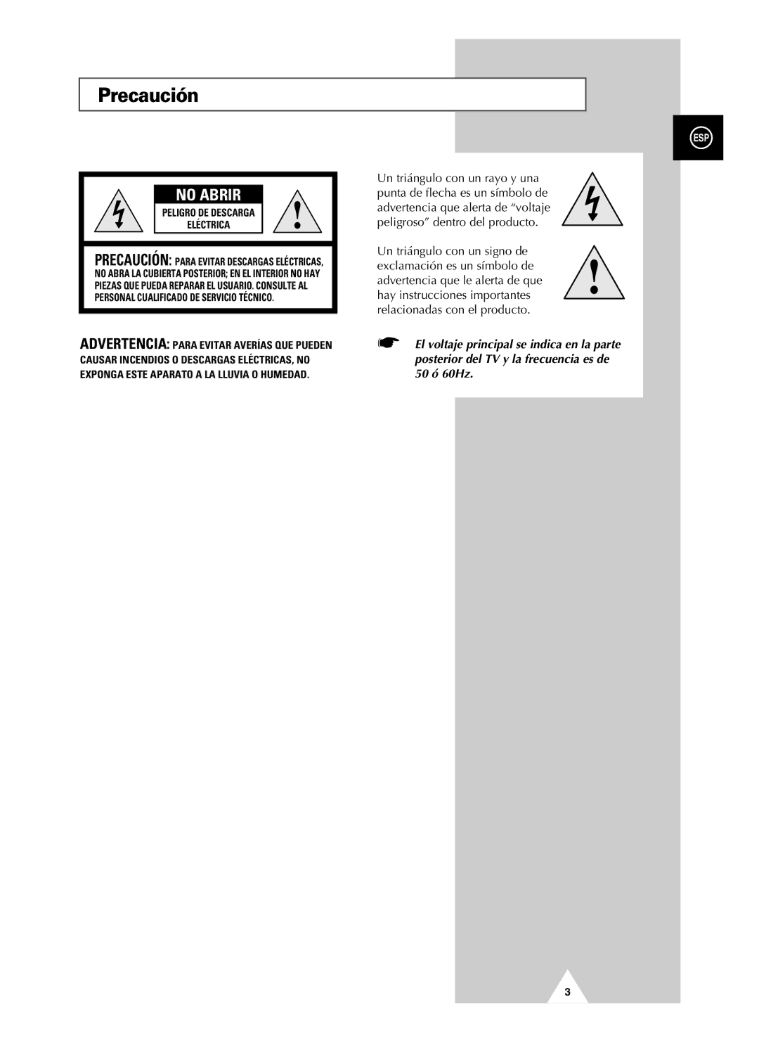 Samsung UW21J10VD5XXEC, UW28J10VD5XXEC, UW21J10VD5XXEF manual Precaución, No Abrir 