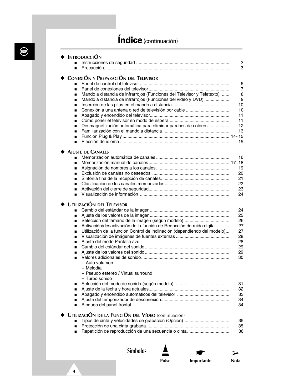 Samsung UW28J10VD5XXEC, UW21J10VD5XXEC, UW21J10VD5XXEF manual Símbolos 