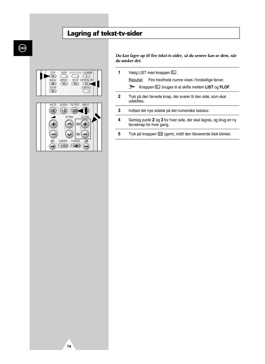 Samsung UW21J10VD5XXEC, UW28J10VD5XXEC manual Lagring af tekst-tv-sider, Knappen 