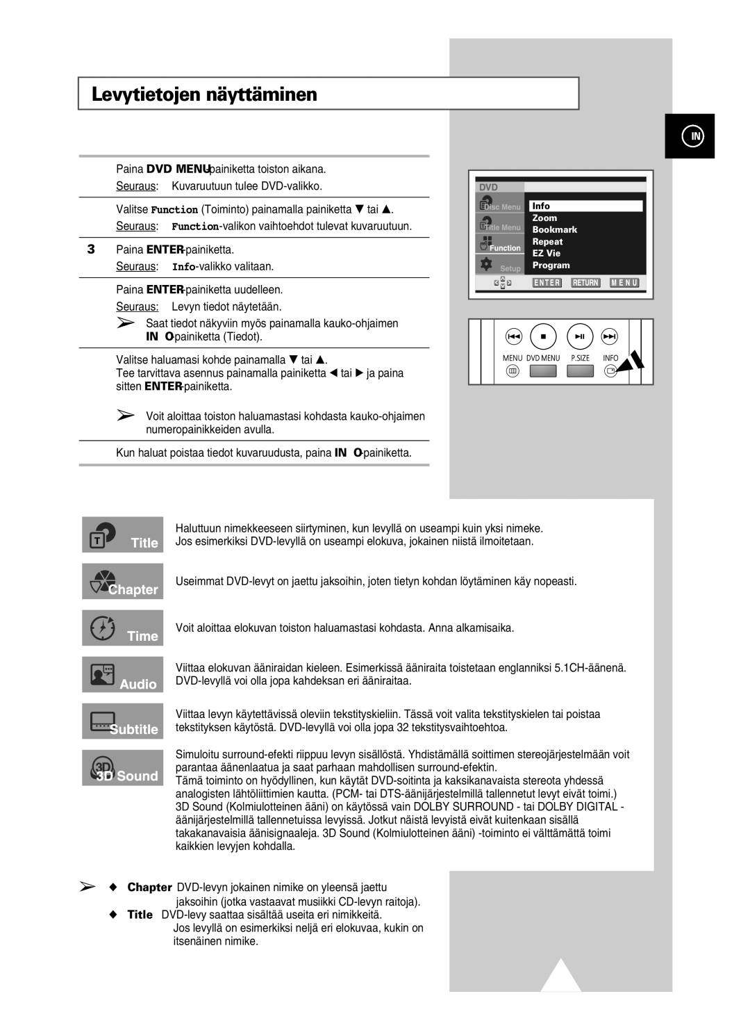 Samsung UW28J10VD5XXEC, UW21J10VD5XXEC manual Levytietojen näyttäminen 