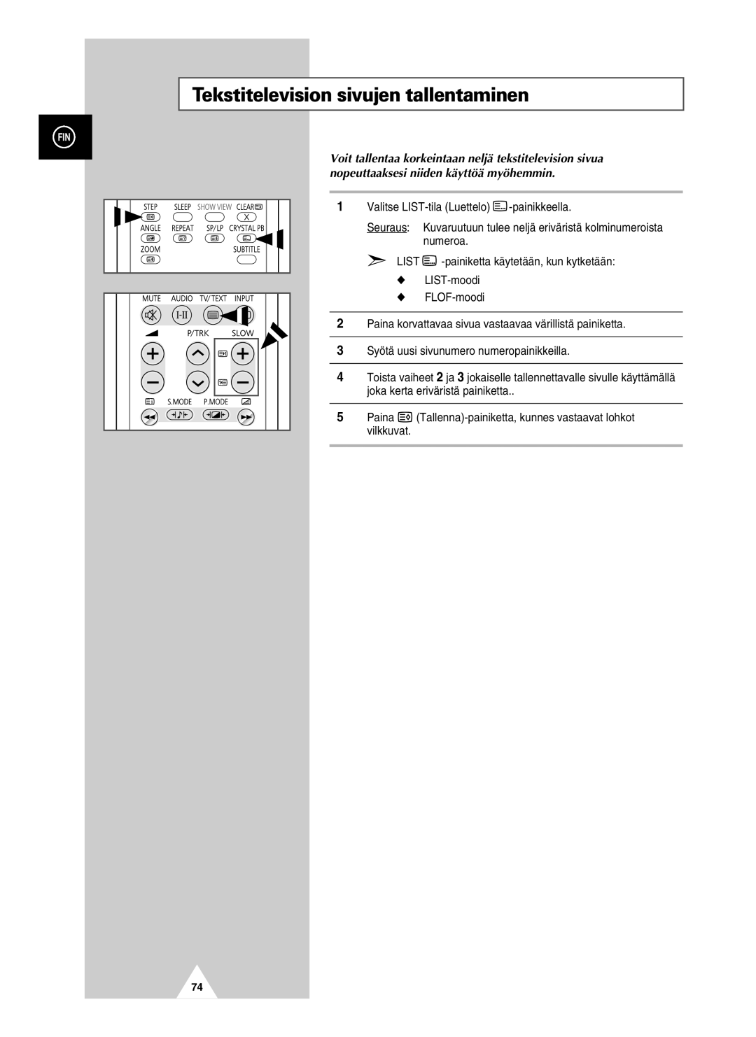 Samsung UW21J10VD5XXEC, UW28J10VD5XXEC manual Tekstitelevision sivujen tallentaminen 