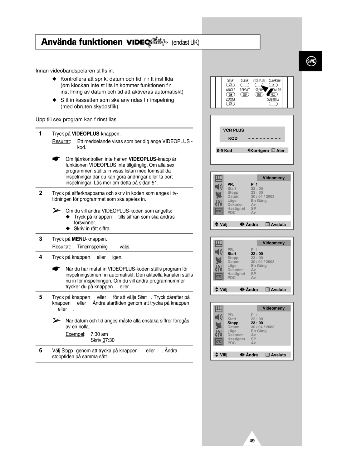 Samsung UW28J10VD5XXEC, UW21J10VD5XXEC manual Använda funktionen 