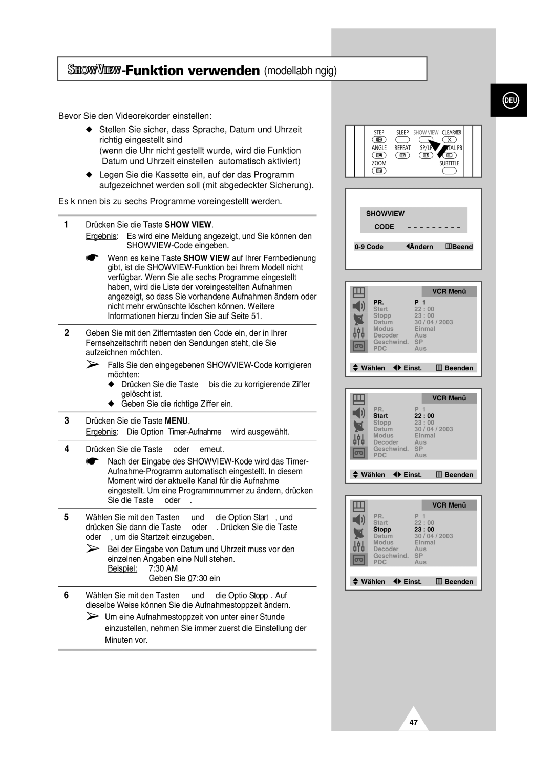 Samsung UW28J10VD5XXEC manual Funktion verwenden modellabhängig, Es können bis zu sechs Programme voreingestellt werden 