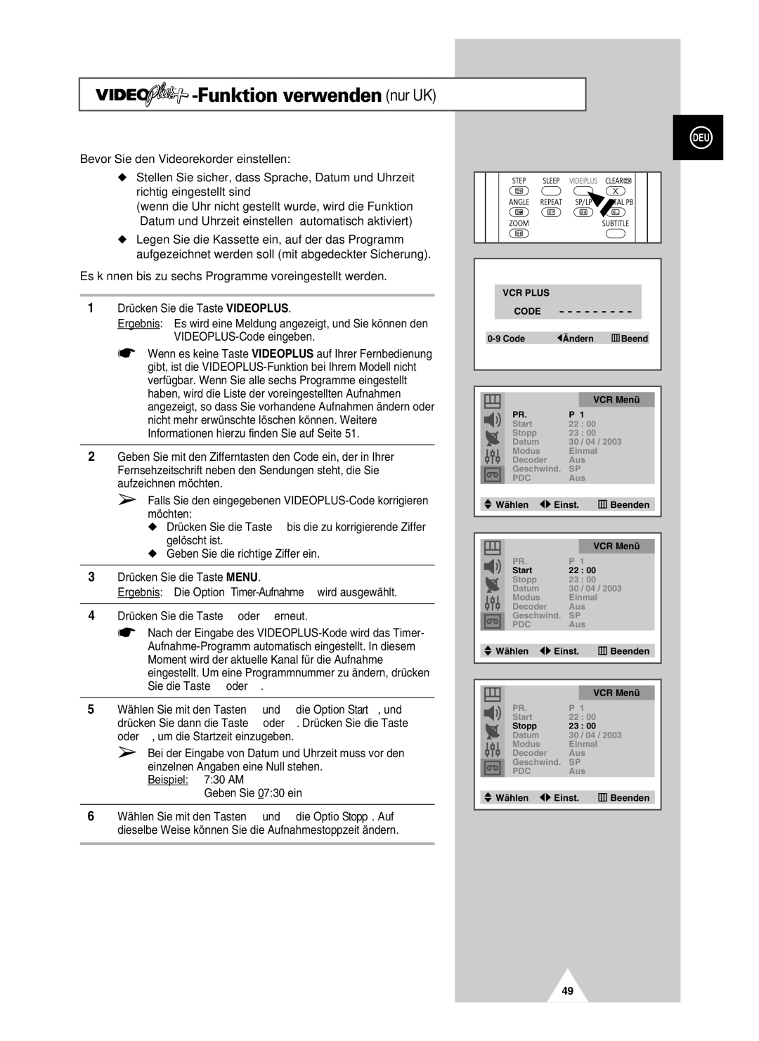 Samsung UW21J10VD5XXEG, UW28J10VD5XXEG, UW21J10VD5XXEC, UW28J10VD5XXEC manual TM-Funktion verwenden nur UK 