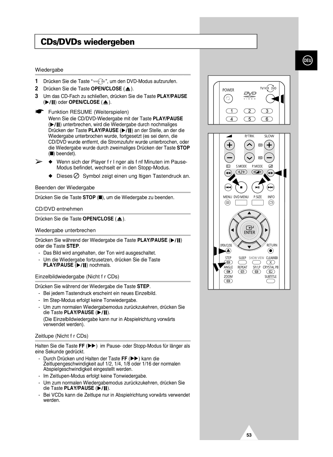 Samsung UW21J10VD5XXEG, UW28J10VD5XXEG, UW21J10VD5XXEC, UW28J10VD5XXEC manual CDs/DVDs wiedergeben 