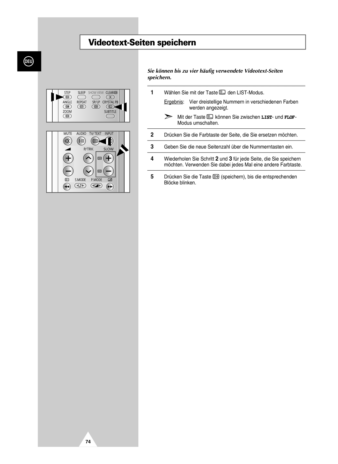 Samsung UW21J10VD5XXEC, UW28J10VD5XXEG, UW21J10VD5XXEG, UW28J10VD5XXEC manual Videotext-Seiten speichern 