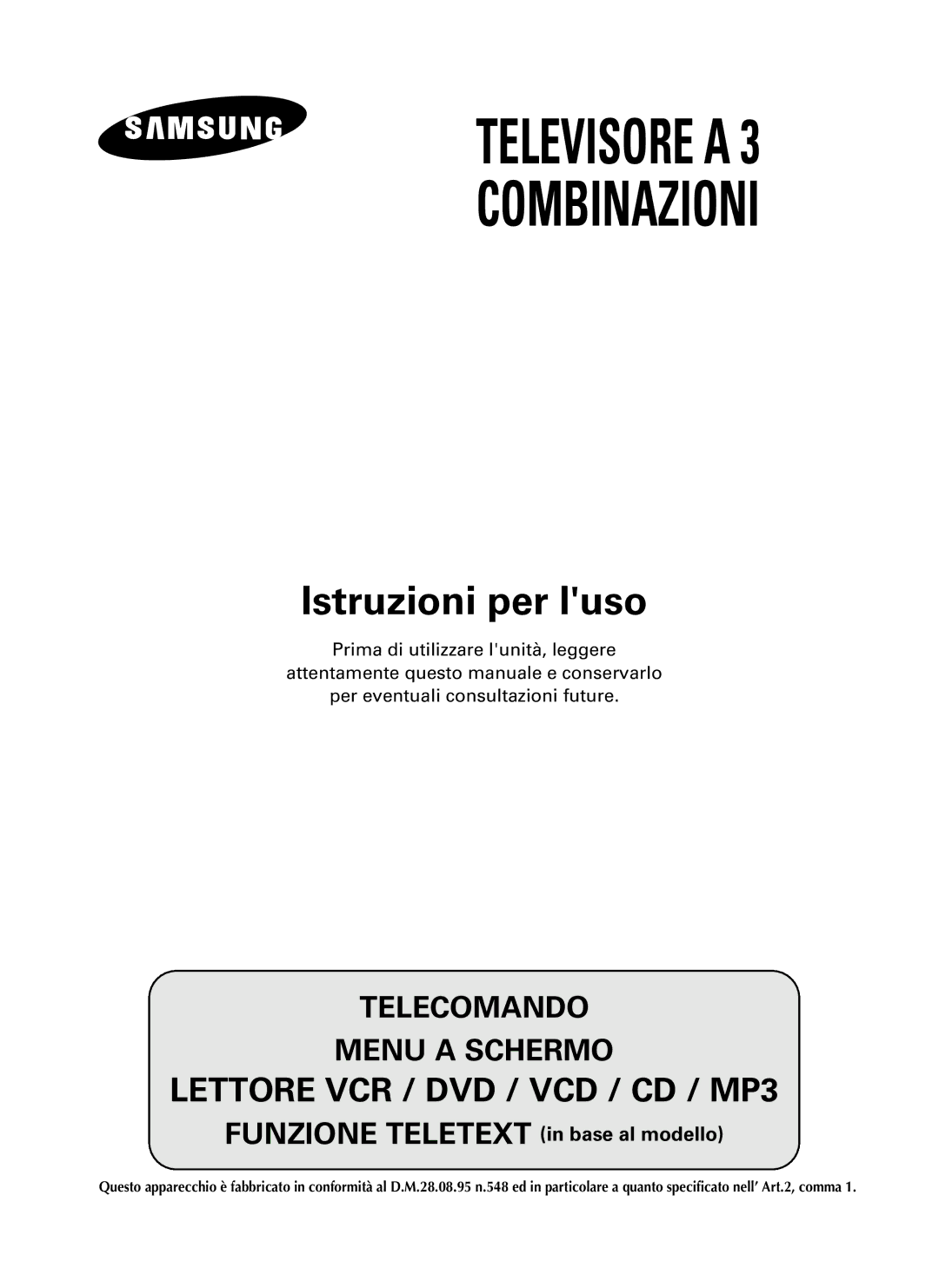 Samsung UW21J10VD5XXEG, UW28J10VD5XXEG, UW21J10VD5XXEC, UW28J10VD5XXEC manual Combinazioni 