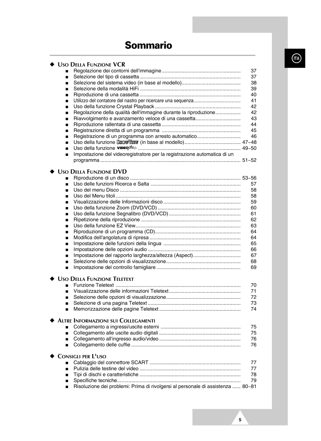 Samsung UW21J10VD5XXEG, UW28J10VD5XXEG, UW21J10VD5XXEC, UW28J10VD5XXEC manual Sommario 