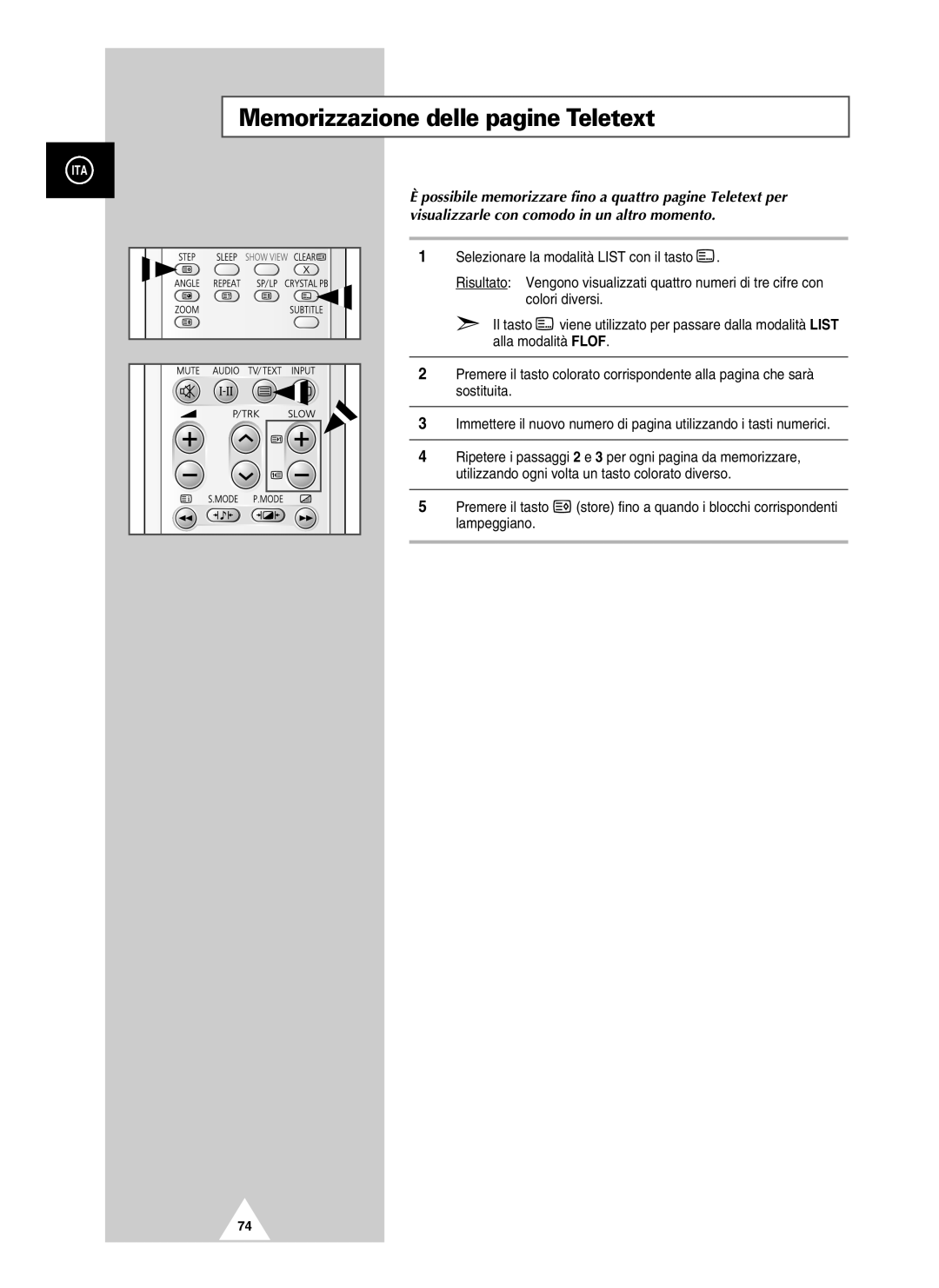 Samsung UW21J10VD5XXEC, UW28J10VD5XXEG, UW21J10VD5XXEG, UW28J10VD5XXEC manual Memorizzazione delle pagine Teletext 