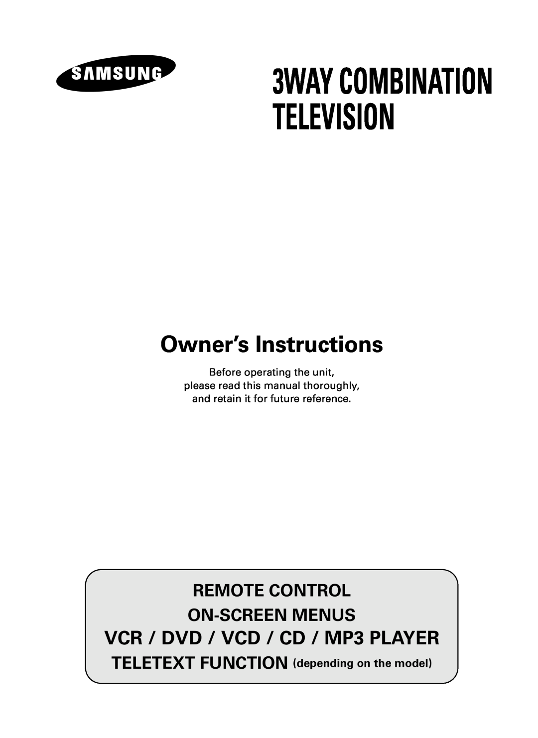 Samsung UW21J10VD5XXEG, UW28J10VD5XXEG manual Remote Control On-Screen Menus, TELETEXT FUNCTION depending on the model 